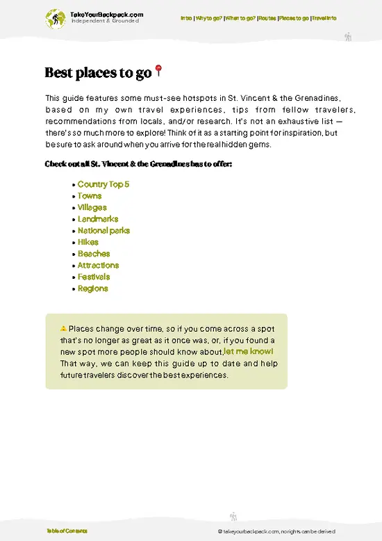 example page 5 from our offline Travel Guide for Saint Vincent and the Grenadines
